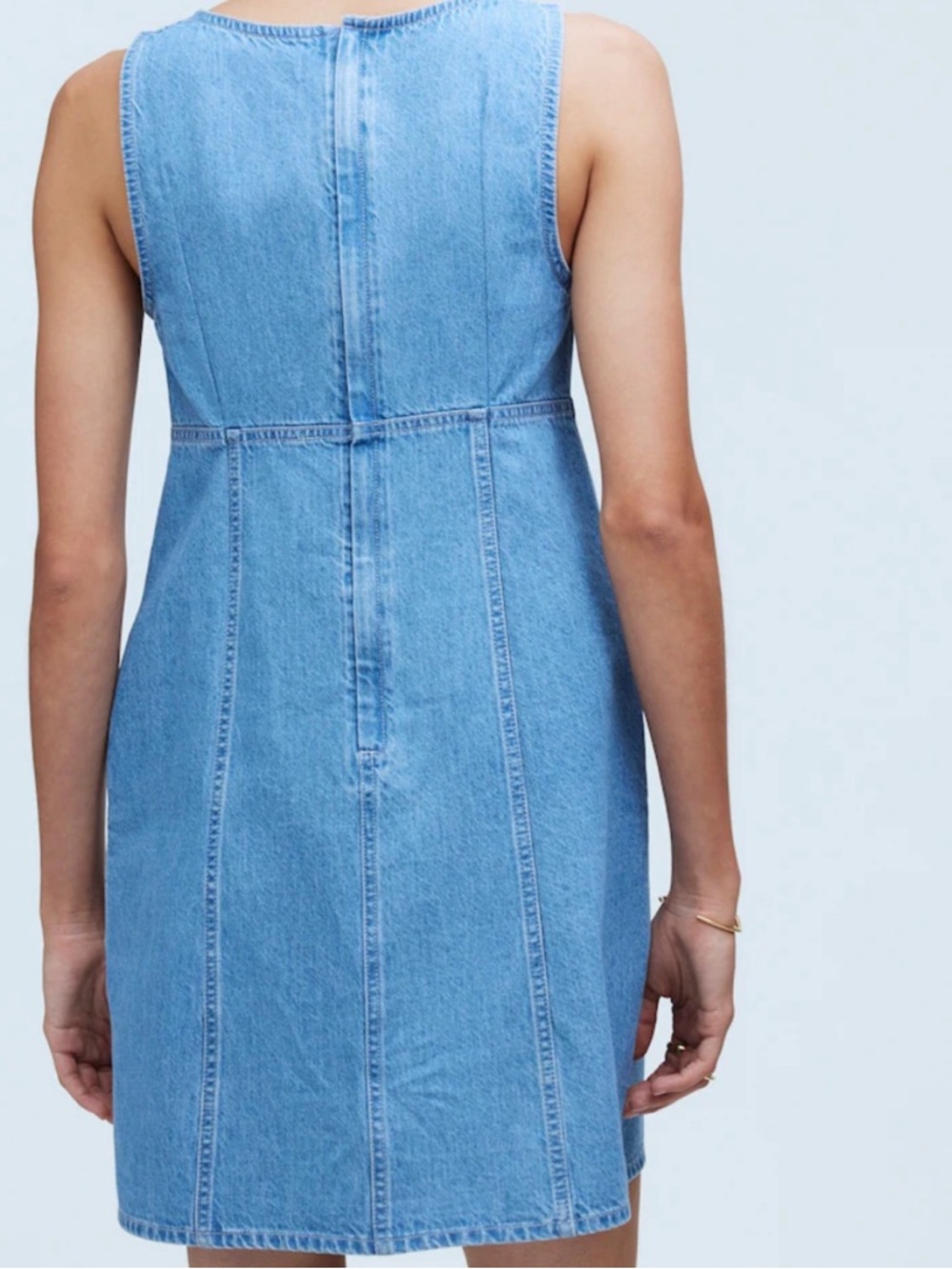 Madewell Denim V-Neck Sleeveless Dress - Light Blue - Picture 2 of 4